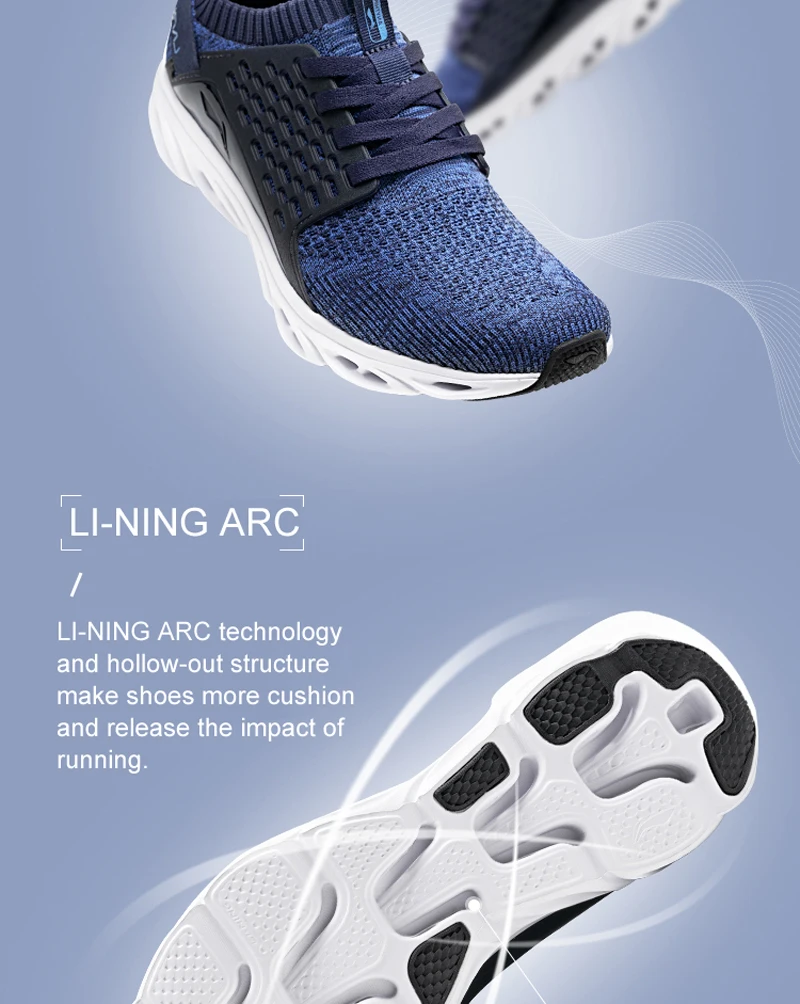 Li-Ning/мужские кроссовки LN ARC из дышащей пряжи, поддерживающие кроссовки с подкладкой, амортизация, прочная спортивная обувь ARHN113 XYP748