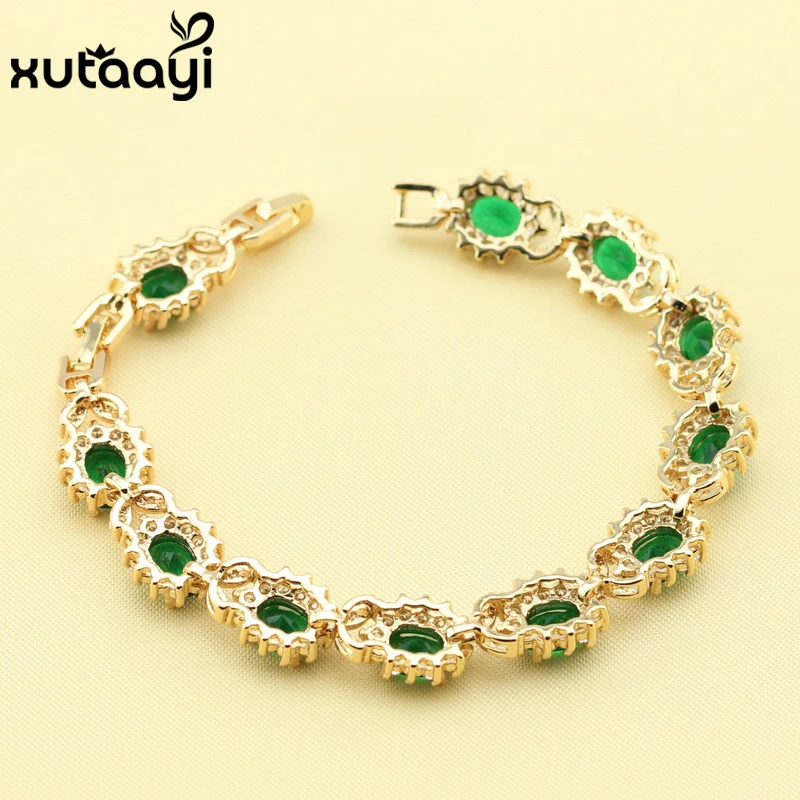 Женский браслет цепочка с Зелеными камнями 18 + 3 см|chain bracelet|link chain braceletbracelet bracelet |