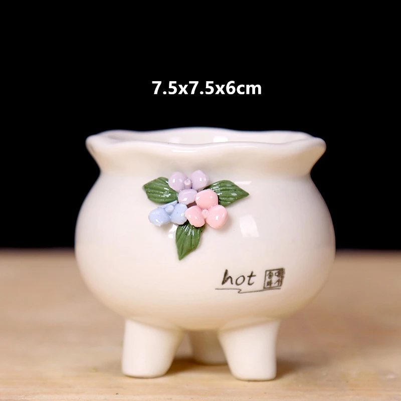 Белый керамический серийный суккулентный горшок для растений кактус цветочный