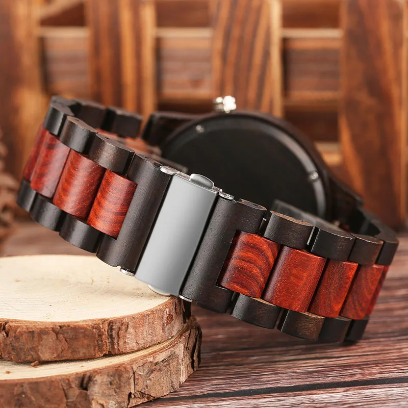 Часы наручные мужские кварцевые из сандалового дерева с римскими