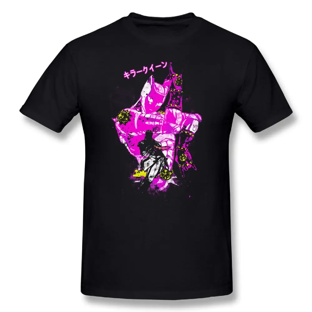 JoJo Music, футболка, Killer queen, мультяшный принт, повседневные футболки для мужчин, хлопковая футболка, забавная летняя футболка, большие размеры 4XL 5XL - Цвет: black