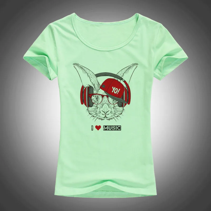 Я люблю музыку в очках шляпа гарнитура кролик Женская Летняя мода с принтом