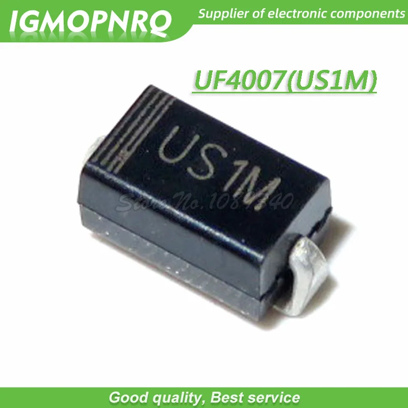100 шт. SMD US1M UF4007 1A/1000 в SMA быстрое восстановление диод выпрямитель