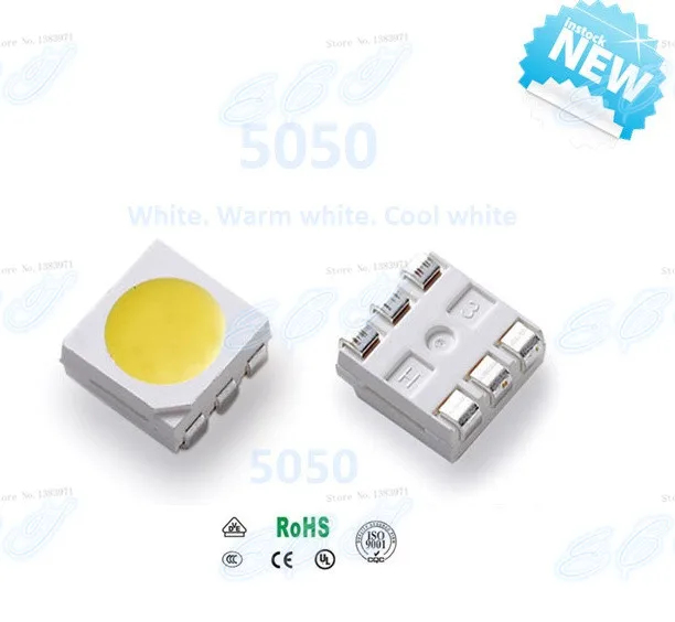 1000 шт. SMD/SMT 5050 белый теплый светодиод 12 15 лм сверхъяркий светильник лампа высокого