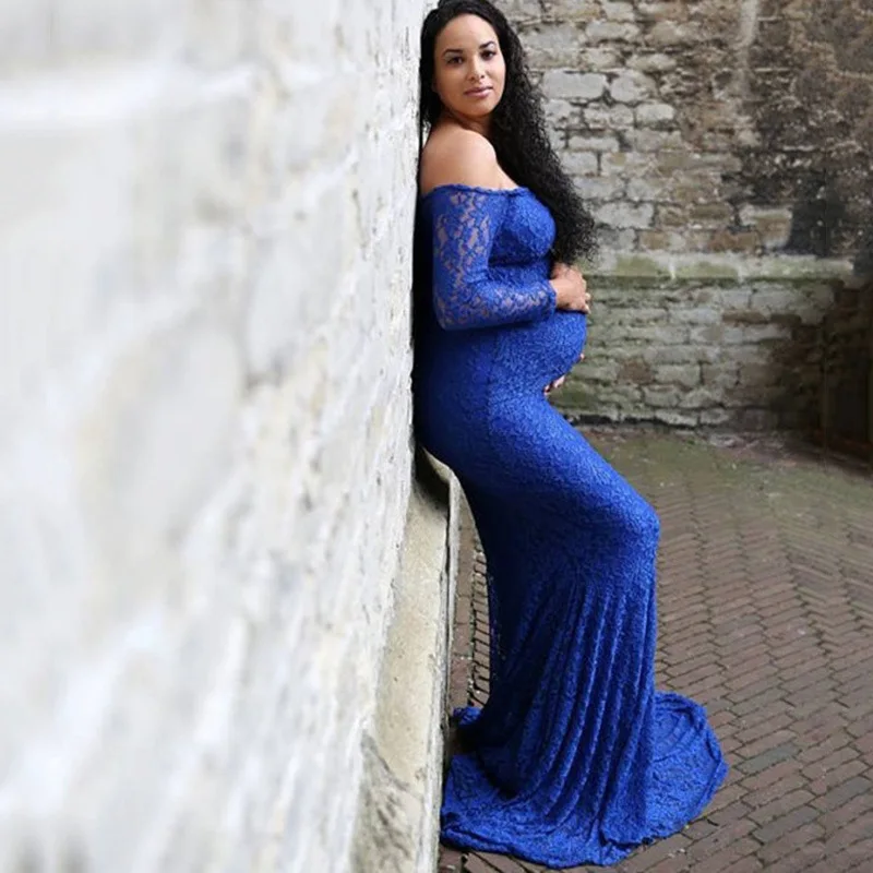 

Maternity Dresses for Photo Shoot Maxi Mermaid Maternity Gown Pregnancy Lace Fancy Sexy Women Pregnant Dress Photography Props