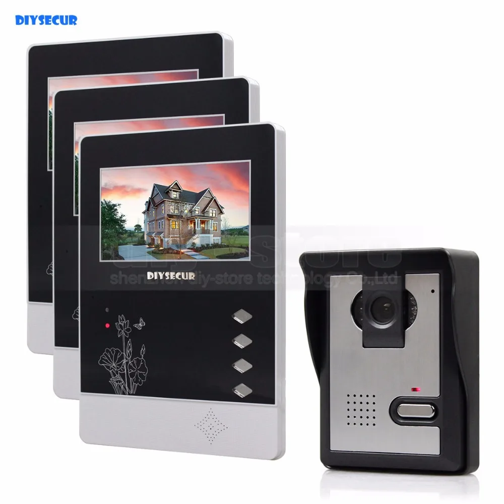 DIYSECUR 4 3 дюймов внутренний монитор + 600 TVLine HD камера ИК Ночное Видение видео домофон