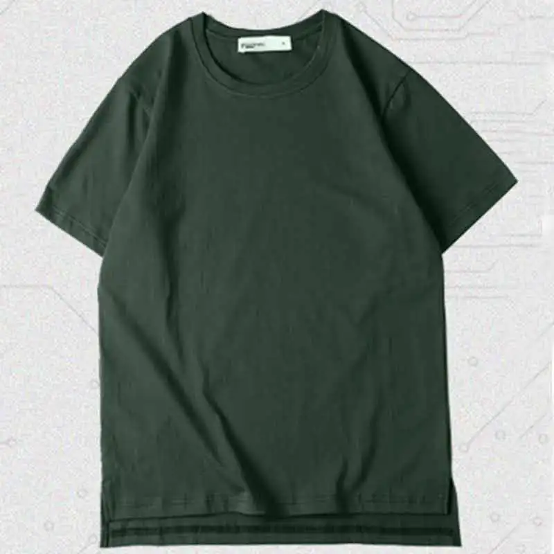 

Custom LOGO T-Shirt Men Summer Solid Color Split Hem Tops Harajuku Short Sleeve Tshirt Camiseta Feminina Streetwear Dropshipping