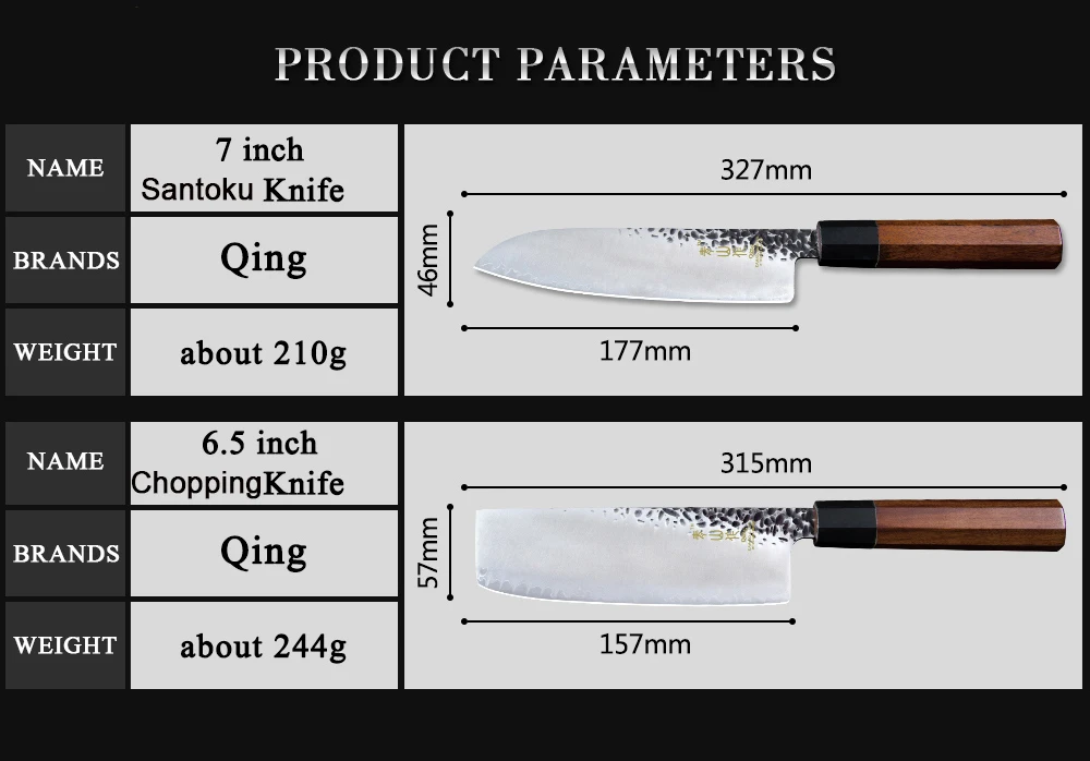 Цин 6," Разделочная 7" Santoku VG10 набор кухонных ножей из дамасской стали кованый молоток японский нож повара ручной работы