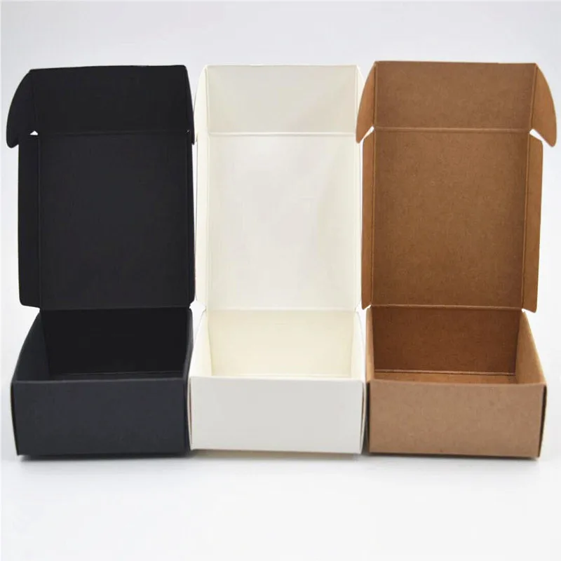 Фото 300 шт маленький размер Подарочная коробка из крафт бумаги 350gsm черные картонные