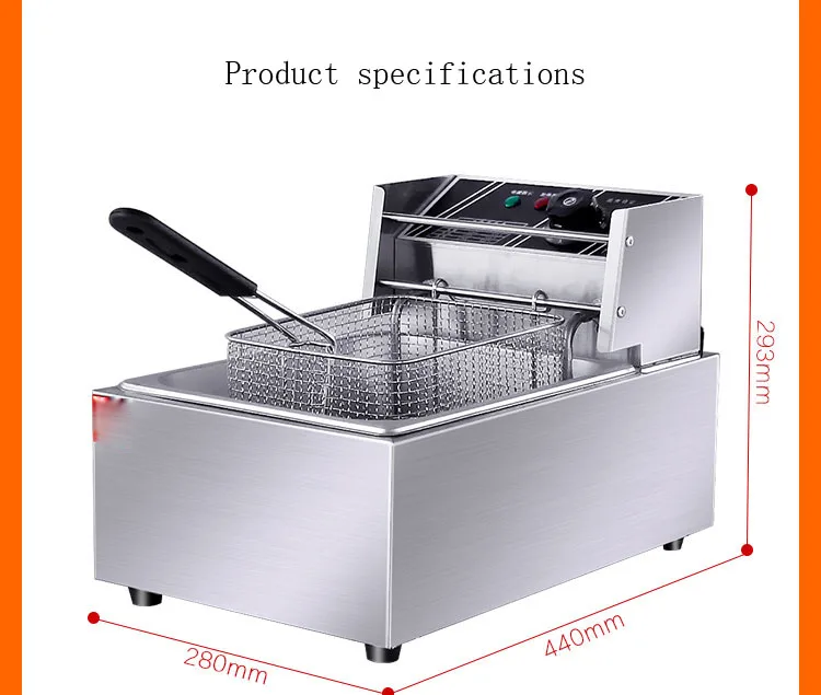 

6L Stainless Steel Single tank Electric deep fryer smokeless French Fries Chicken grill