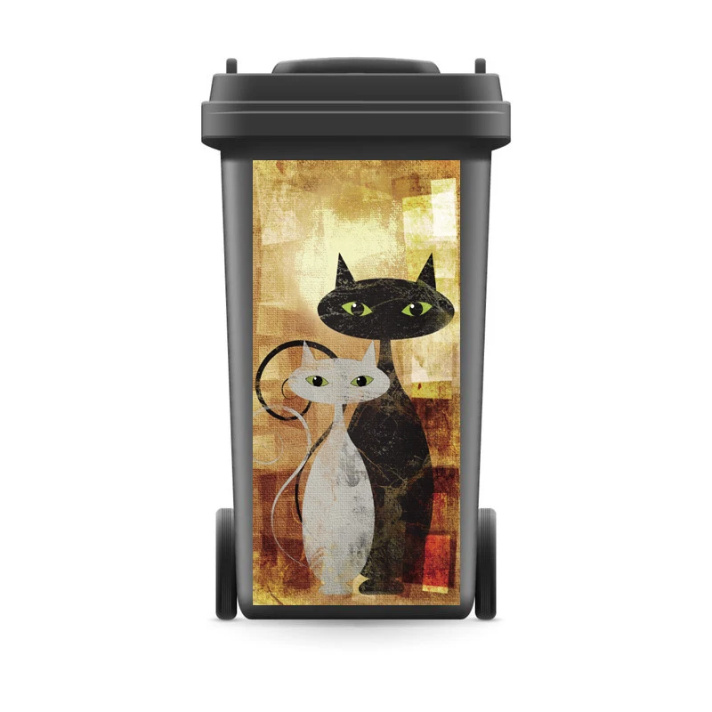 Самодельная креативная 3D наклейка для мусорного ведра черная белая с котом