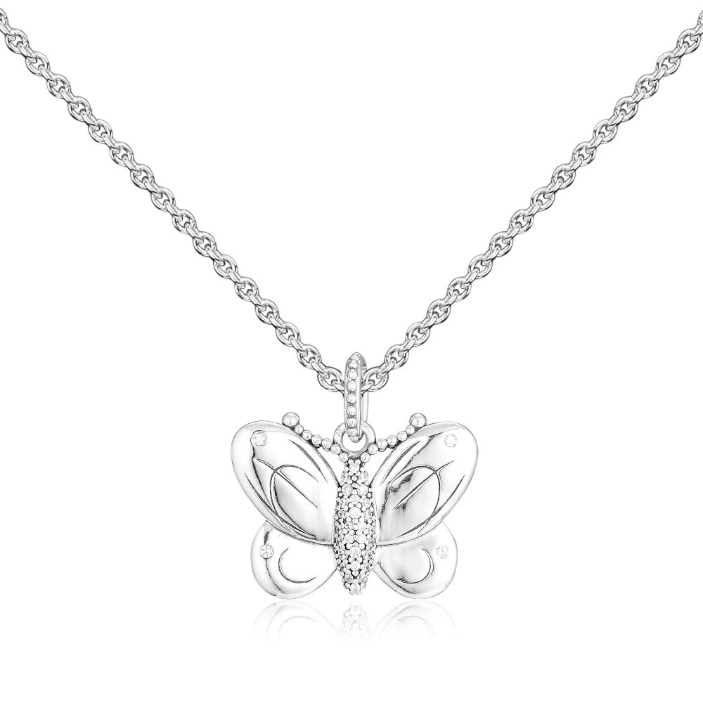 Подлинное серебро 925 пробы декоративная Бабочка Подвеска Шарм Подходит Pandora