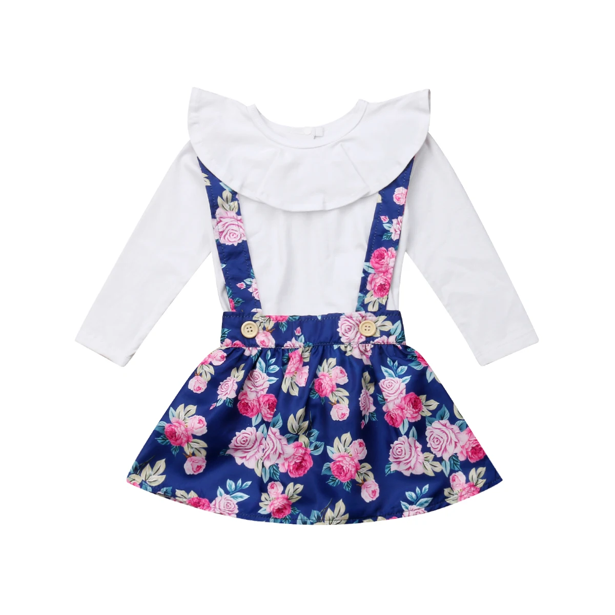 2 шт. оборками с длинным рукавом летние топы для малышей Модная одежда девочек на