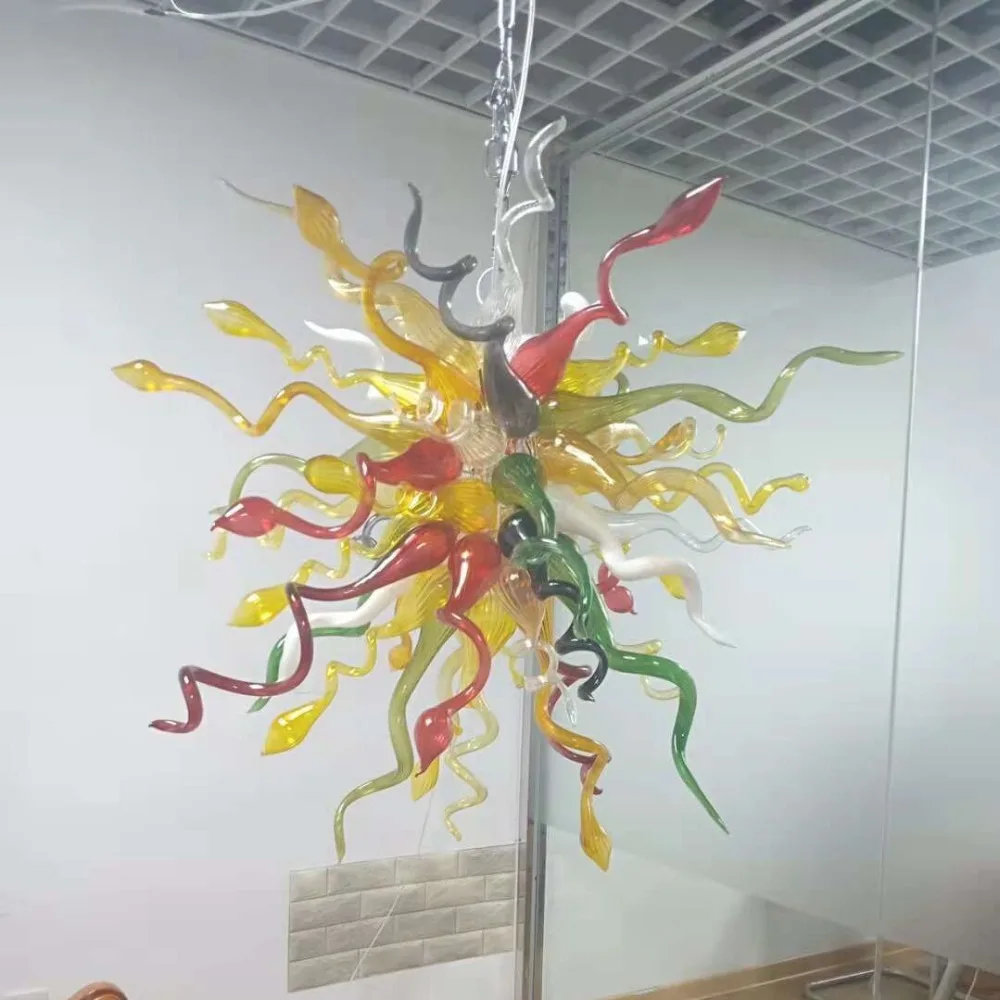 

New Style Colorful Foyer Pendant LED Chandelier Hand Blown Glass