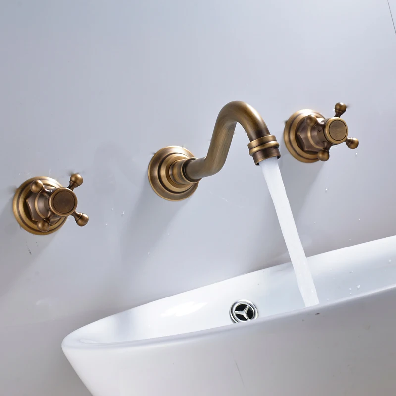 Antique Country Modern Widespread Dual Handle Three Hole Bathroom Sink Faucet For Copper | Обустройство дома