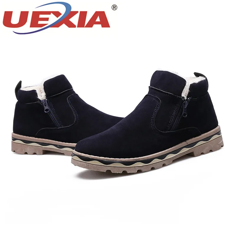 UEXIA ботильоны Мужские ботинки зимние Туфли без каблуков с мехом теплые плюшевым