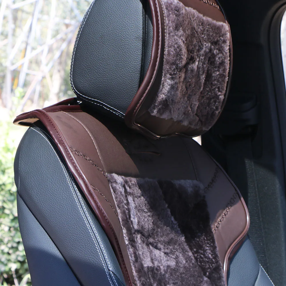 1 шт. кожа + шерсть подушка для переднего сиденья автомобиля теплая овчина меховые