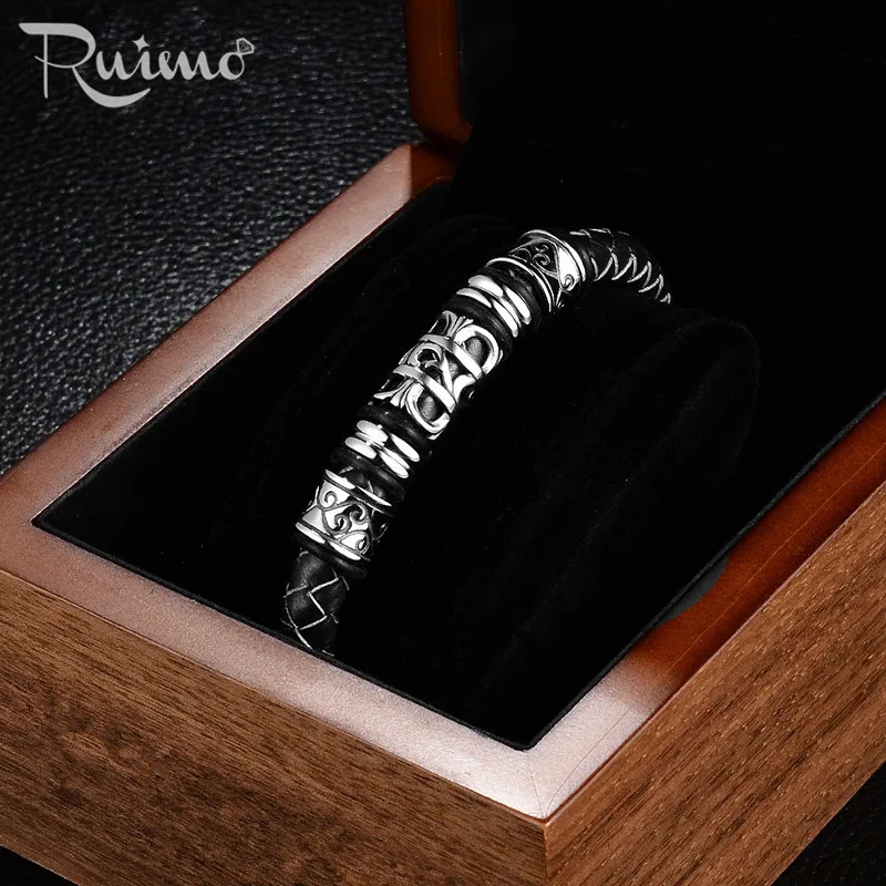 Бусины RUIMO из нержавеющей стали в тибетском стиле с большим отверстием 8 мм