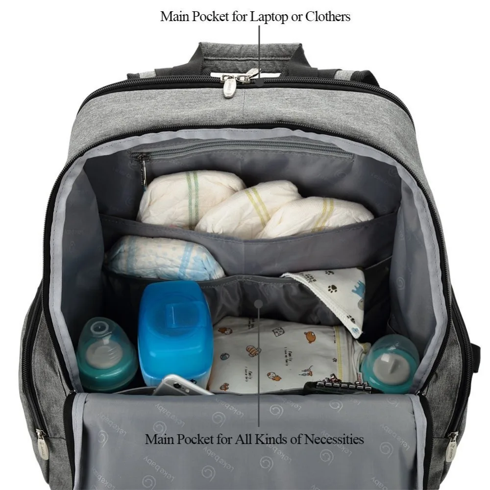 Однотонная сумка для подгузников Lekebaby рюкзак папы вместительная детских