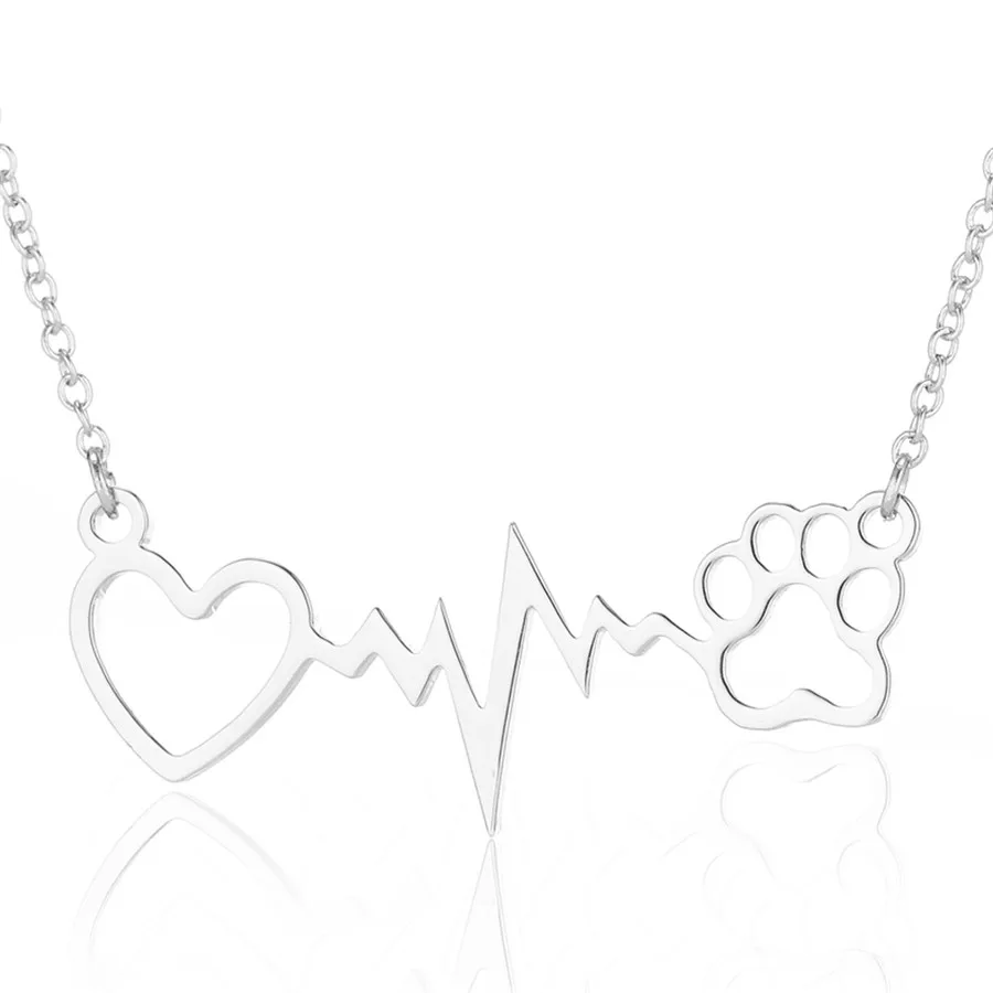 Silver Necklaces Yiustar электрокардиограмма ЭКГ подвеска в форме лошадиной головы ожерелья для женщин из нержавеющей стали ожерелья Модные ювелирные изделия цепочка чокер - Окраска металла: Silver Necklaces