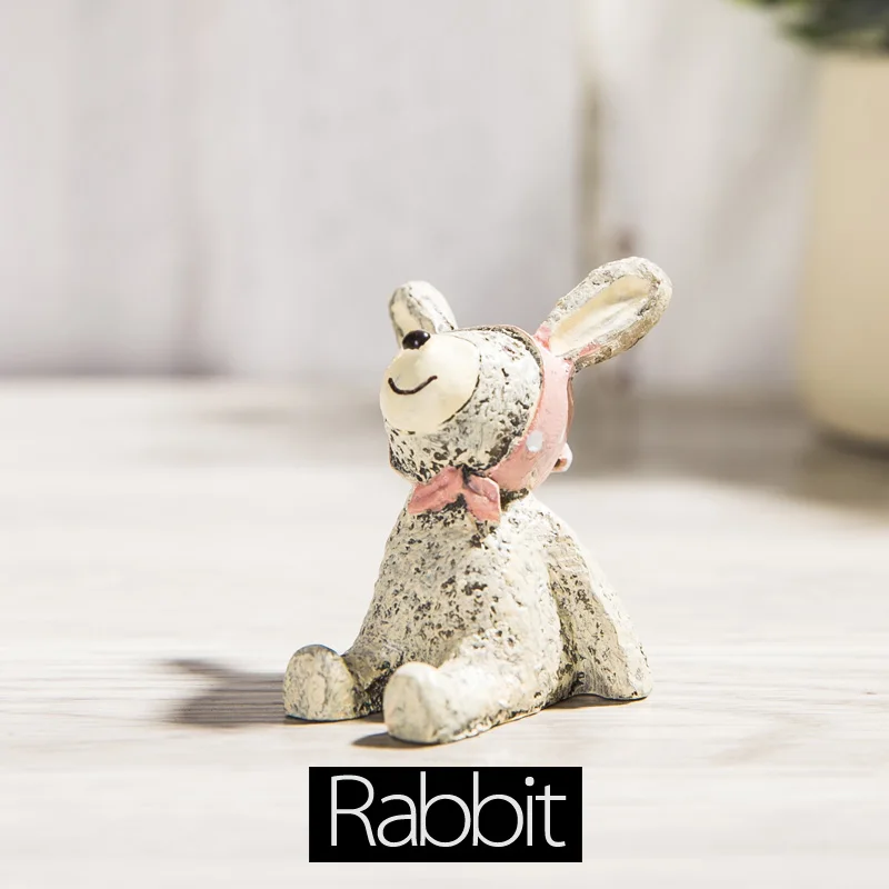 2.Rabbit Милые миниатюрные животные садовые полимерные животный мир, растение горшок украшения популярные вечерние украшения для дома аксессуары фигурки домашний декор - Цвет: 2.Rabbit