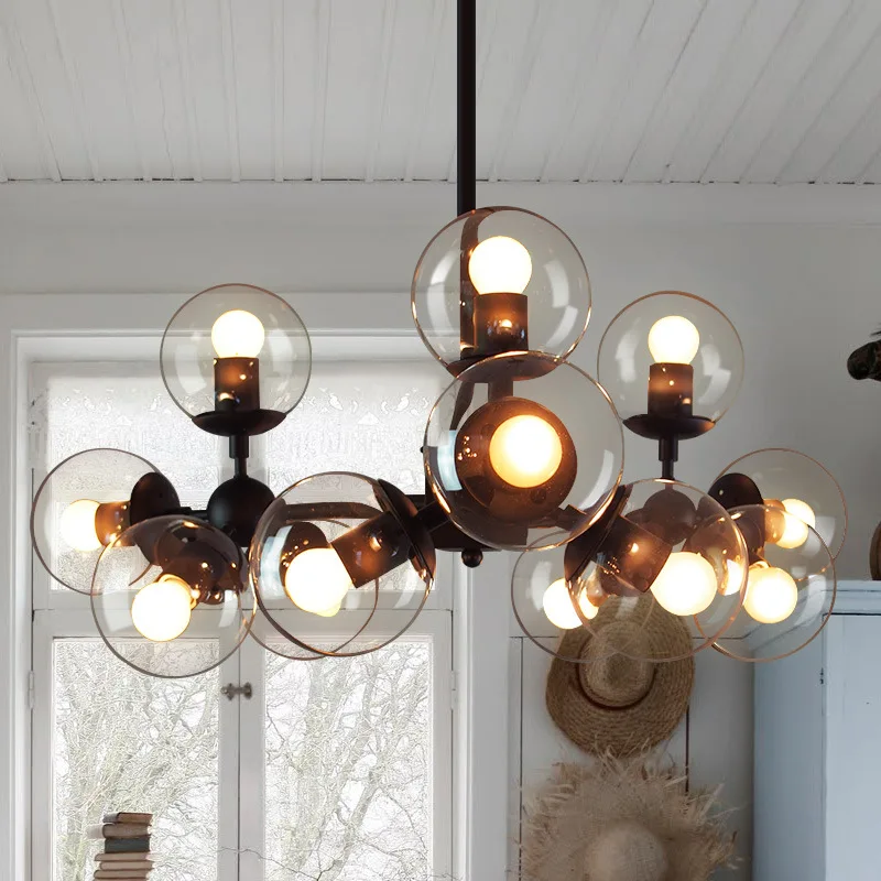 Американский стиль подвесной светильник с лампочками стеклянный винтажный