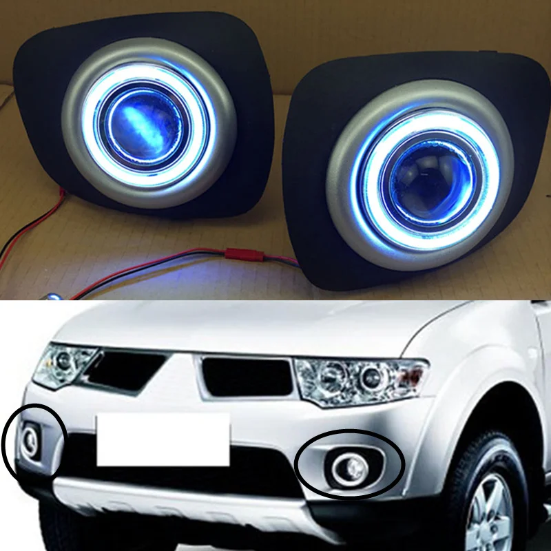 Для Mitsubishi Pajero Sport 2010 белые глаза ангела + объектив H11 55 Вт галогенная лампа|lamp lamp|eye