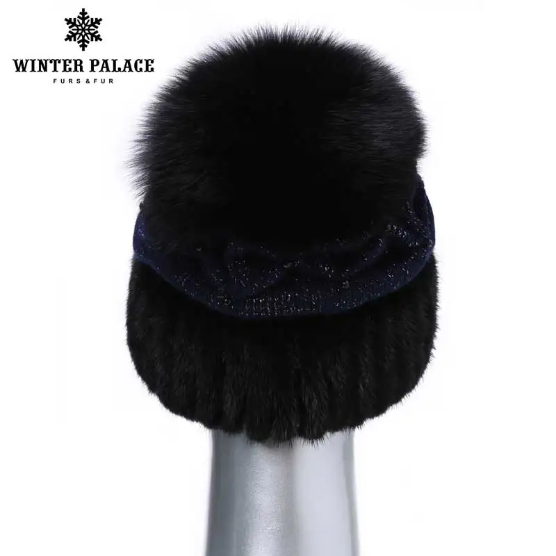 Зимняя меховая шапка для женщин вязаные пушистые шапки из натуральной шерсти с