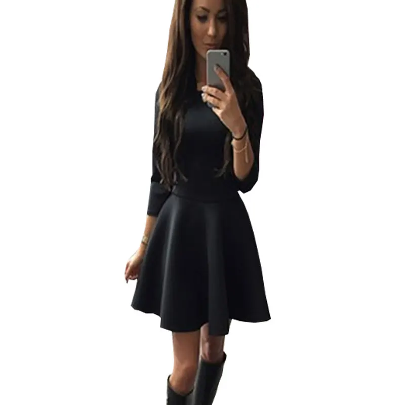 2019 New Plus Size Cute Pleated Dress Vestidos Robe Femme Fashion Tunic Winter Dresses For Women | Женская одежда