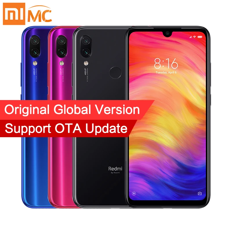 Глобальная версия Xiaomi Redmi Note 7 4 GB 64 GB Snapdragon 660 48MP+ 13MP двойной Камера 6,3 ''полный Экран 4000 mAh 4G LTE смартфон оты