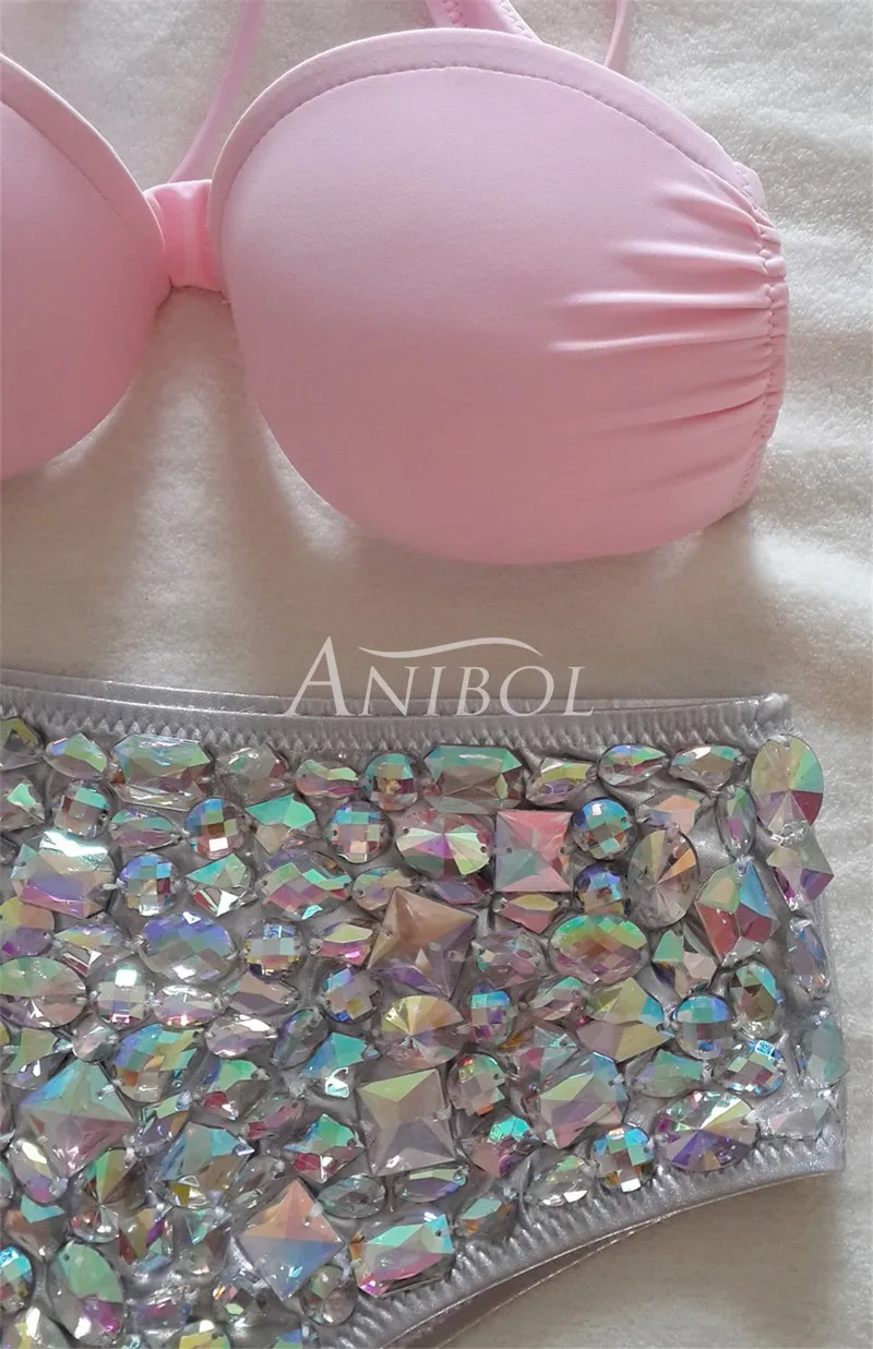 Anibol 2017 сексуальное бикини с эффектом пуш ап Роскошный Стразы купальник со
