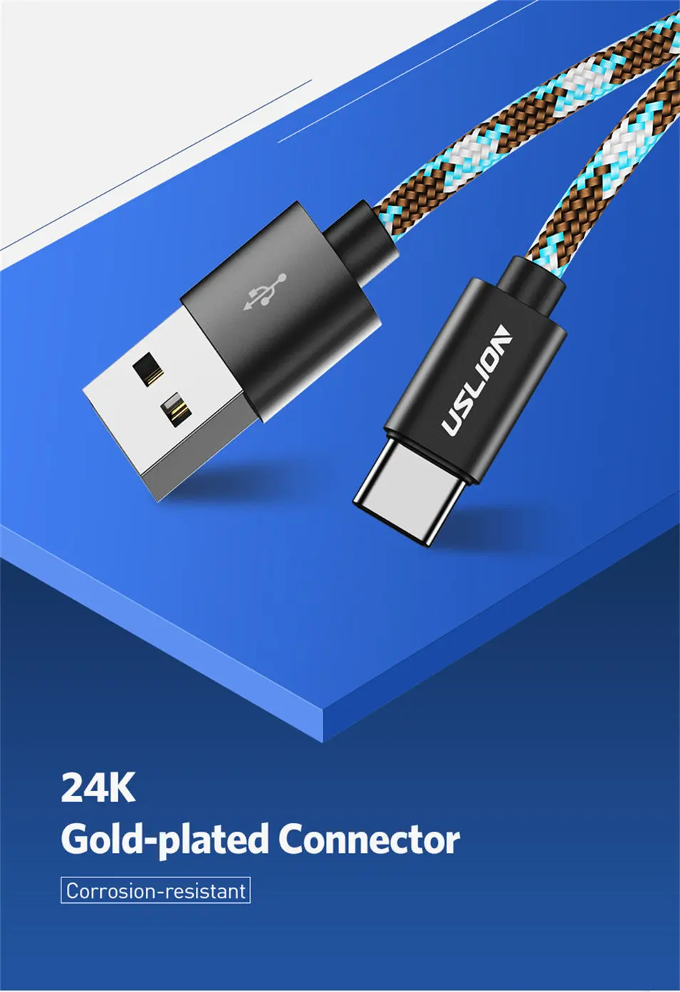 USLION Тип usb C кабель для huawei P20 samsung S9 USB C кабель для быстрой зарядки и передачи данных для Xiaomi Mi8 F1 Oneplus 6 NEX 5 T Тип-c Зарядное устройство