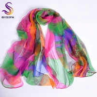 bysifa ladies long silk scarf 2016 new design fashion apparel accessories women green pink scarves wraps for women 170110cm