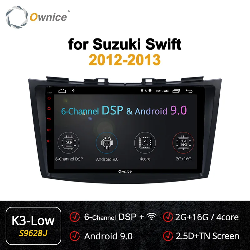 S9628 K3-Low Ownice K2 K3 K5 K6 2Din Android 9,0 автомобильный Радио dvd-плеер для Suzuki Swift 2012 2013 gps Navi Стерео 4G LTE 360 панорама DSP - Цвет: S9628 K3-Low