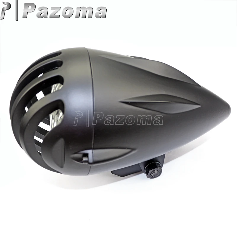 PAZOMA черная Старая школа 4 5 &quotфара мотоцикла гриль ребристый налобный фонарь для