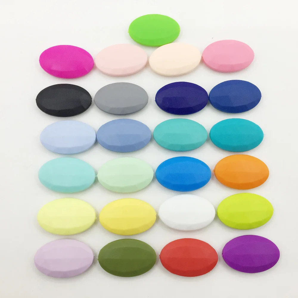 

Lot of 50 Flat oval Silicone Beads for Teething Necklace silicone loose beads for baby teether BPA safe silicon loose beads