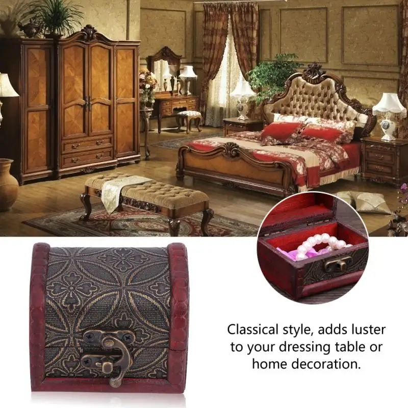 Фотофоны со старинным деревянным Ювелирные изделия Чехол Классическая