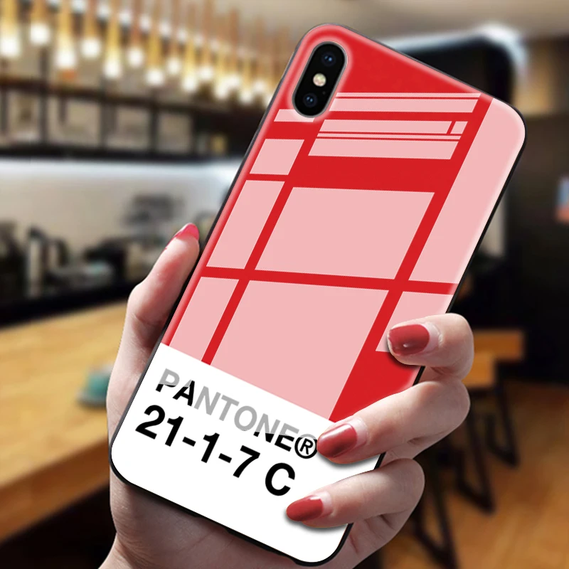 10 Pantone цветной чехол из закаленного стекла для телефона для iphone 5 6 7 8 6s 6s plus 7plus 8plus x xr xs xsmax - Цвет: 10