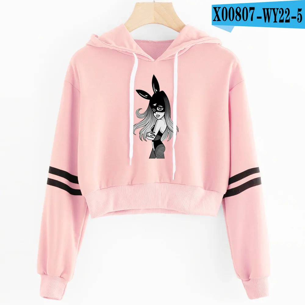 Pink Ariana Grande, женские толстовки с пупком, толстовка, крутая мода, Kpop, сексуальные, милые,, Новое поступление, Harajuku, повседневные толстовки, Толстовка - Цвет: Pink