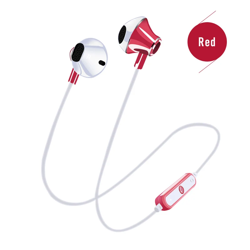 Красный Беспроводной Bluetooth гарнитура Спорт стерео музыка наушники для IOS телефонах Android портативная гарнитура магнитное притяжение - Цвет: Красный