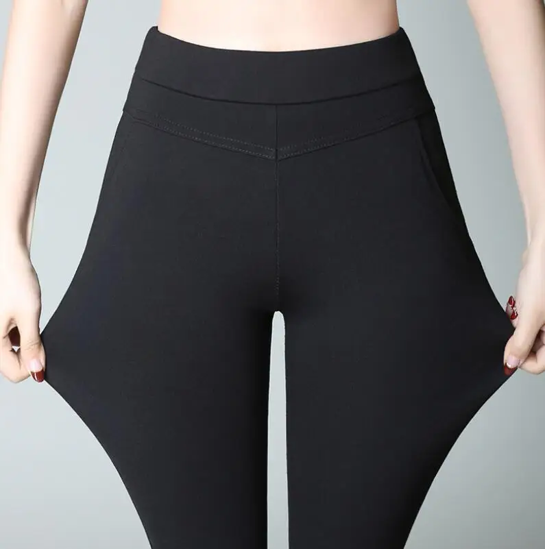 

Autumn Women Office Work Pants Ladies Plus Size Elastic waist slim Flare Pants Female casual High Waist Pants Trousers w215