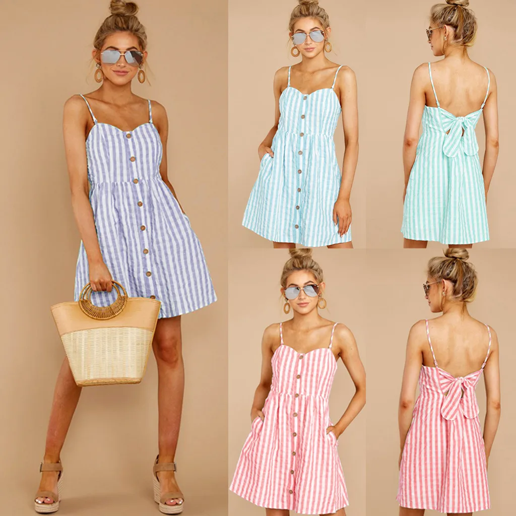 Платье женский сексуальный с бретельками платье в полоску открытыми плечами