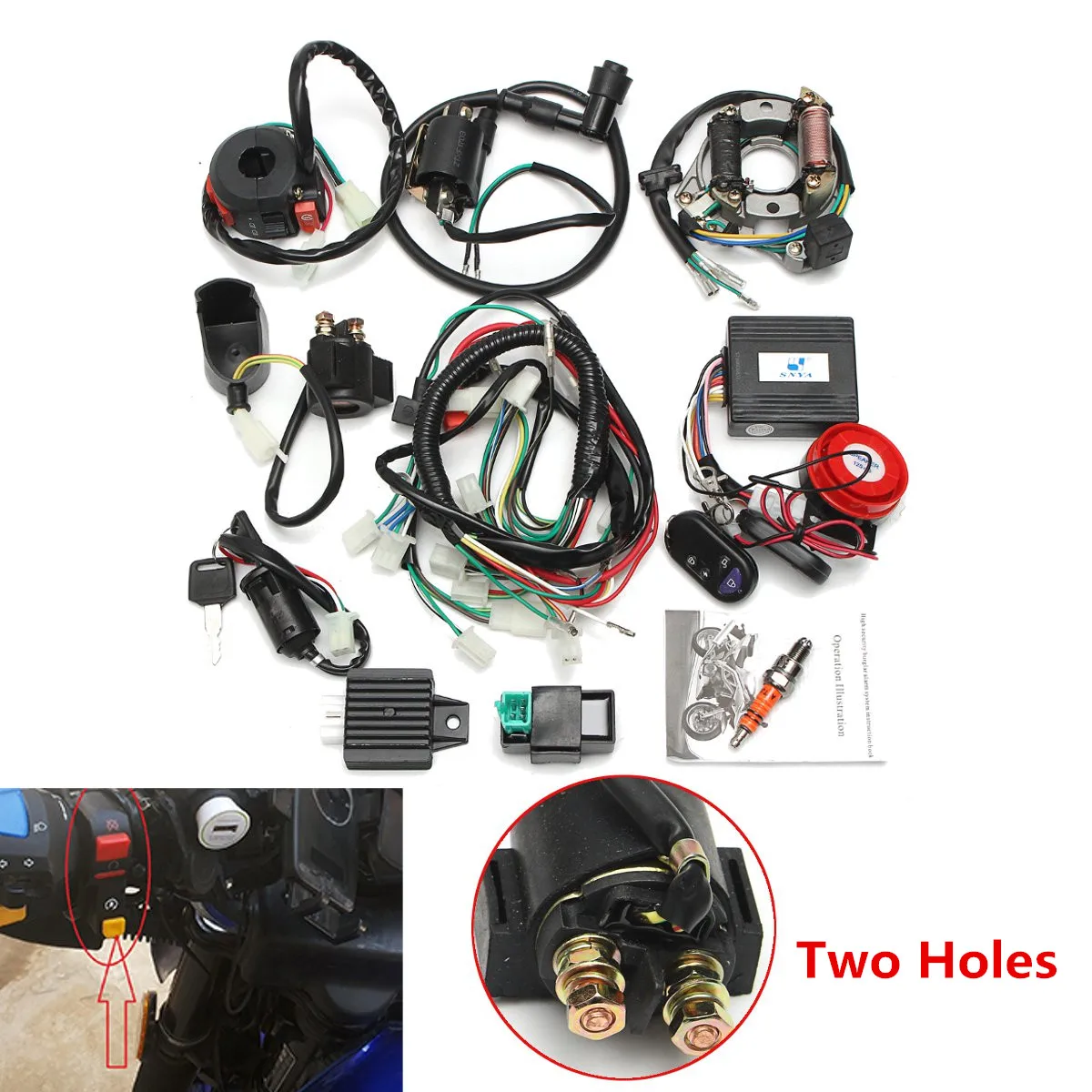 Аварийная система полная электрика жгуты проводки CDI 0cc 70cc 110cc 125cc ATV дистанционный пусковой переключатель высокий уровень безопасности для электрический