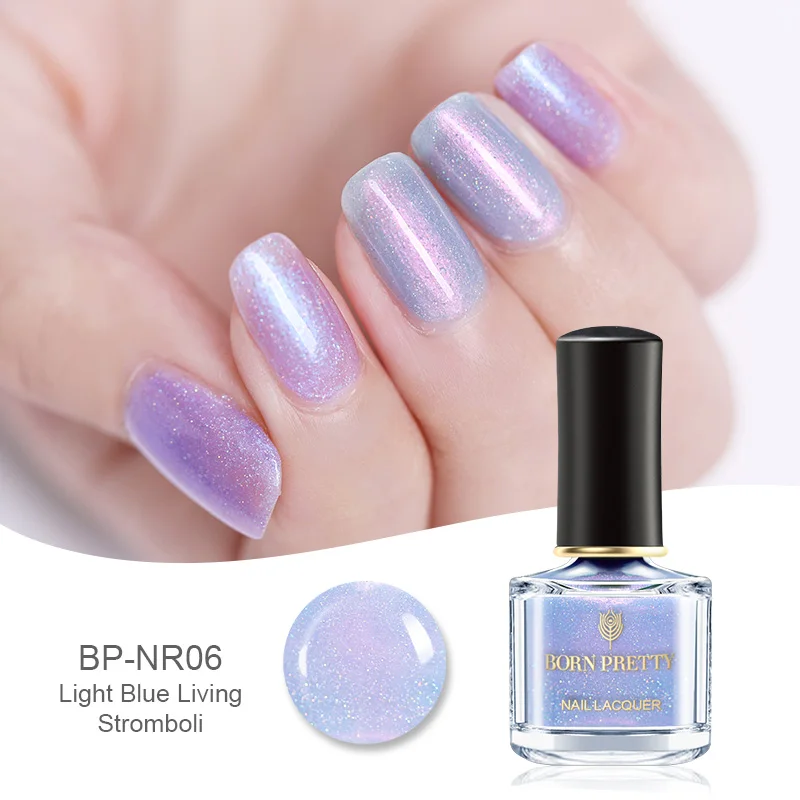 Light Blue Living BORN PRETTY 6 мл Блестящий лак для ногтей Радужный лак для ногтей 6 мл голографический Полировочный для ногтей, маникюрный 7 цветов - Цвет: Light Blue Living