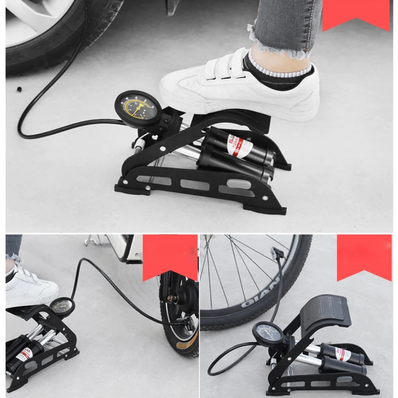 Велосипедный насос ножной высокого давления для воздушных колес велосипеда, электротранспорта, мотоцикла, складной, портативный, мини.