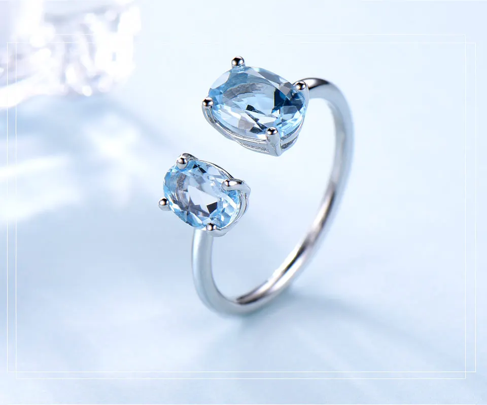 UMCHO 10.7ct кольца с натуральным небесно-голубым топазом для женщин, одноцветное 925 пробы Серебряное обручальное регулируемое кольцо, хорошее ювелирное изделие
