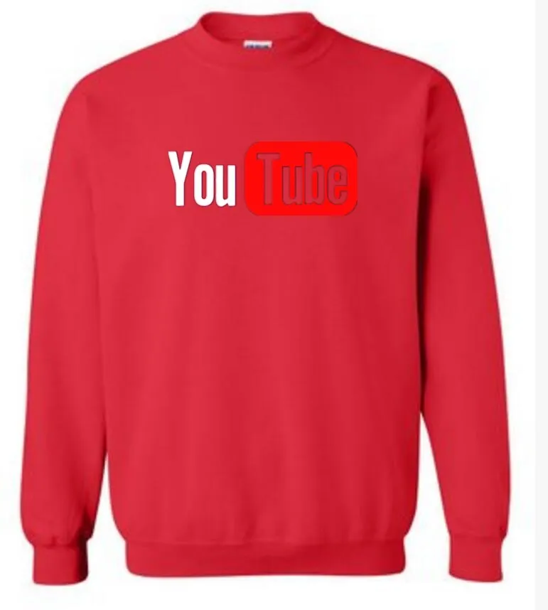 Новый Логотип Youtube печати бренд топы хлопок с длинным рукавом кофты повседневные