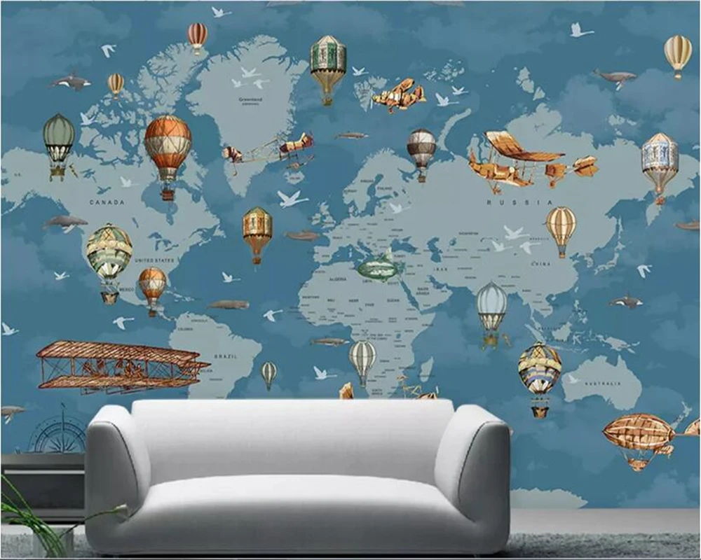 

beibehang wallpaper roll 3d wallpaperCustom photo wallpaper cartoon map home decoration background wall wallpaper for kids room