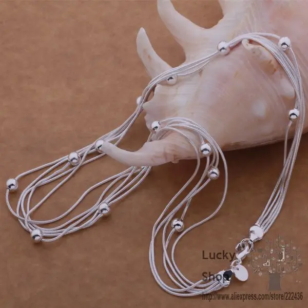 Ожерелье с серебряным покрытием AN503, серебряные модные ювелирные изделия, многолинейное ожерелье из легких бусин/dbhalsoa