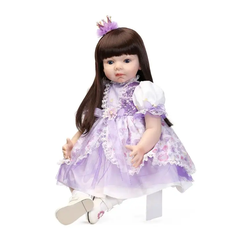 Преследовать 28 &quot/70 см черные волосы красиво Reborn для маленьких девочек куклы